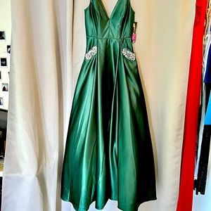 Beautiful Macys Dark Green Princess Prom Dress